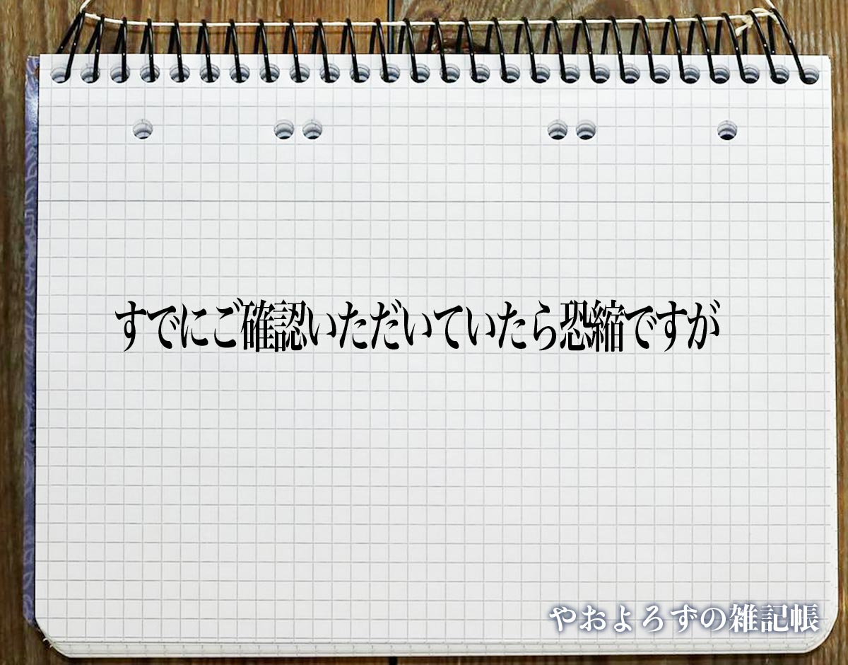 「すでにご確認いただいていたら恐縮ですが」とは？