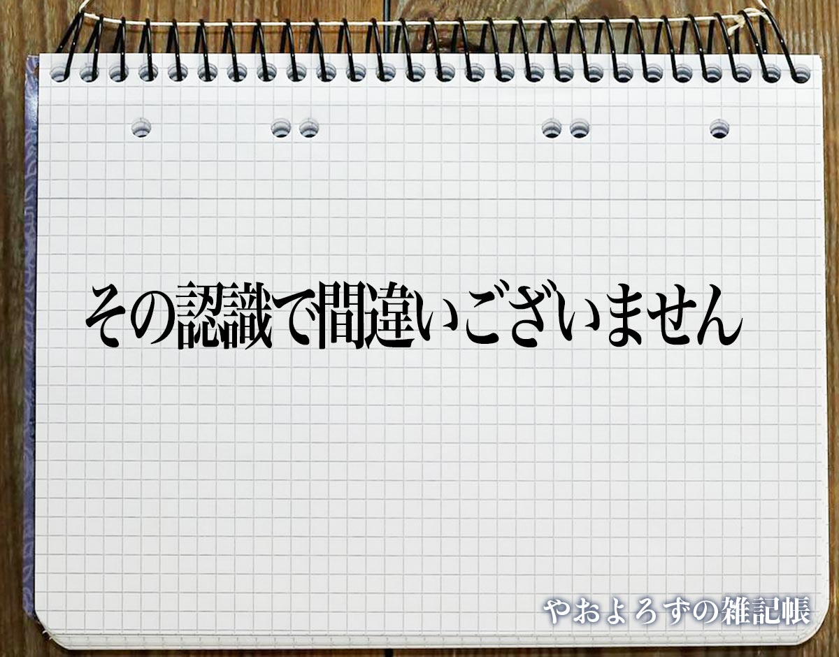 「その認識で間違いございません」とは？