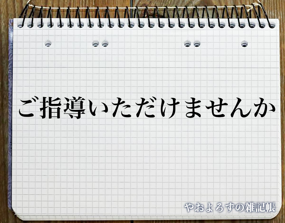 「ご指導いただけませんか」とは？