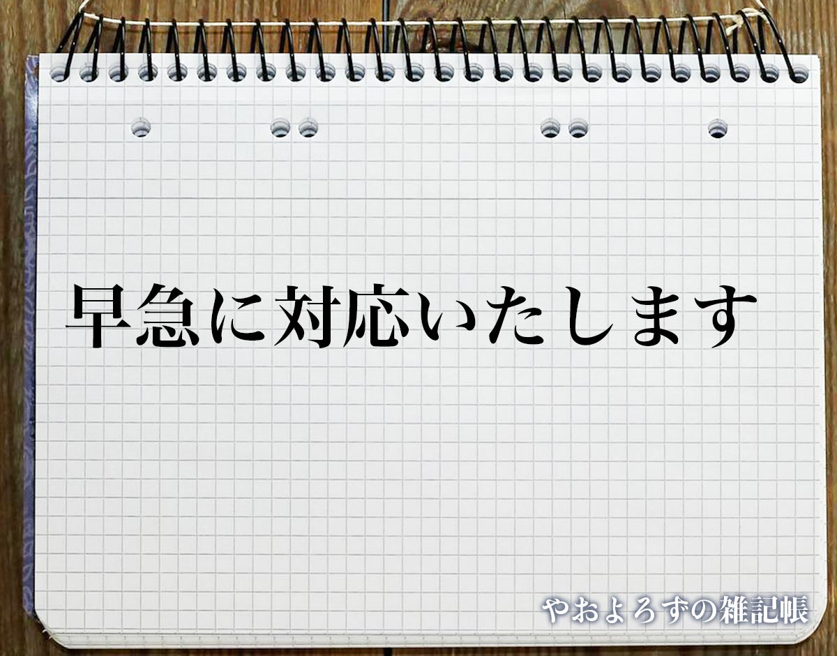 「早急に対応いたします」とは？